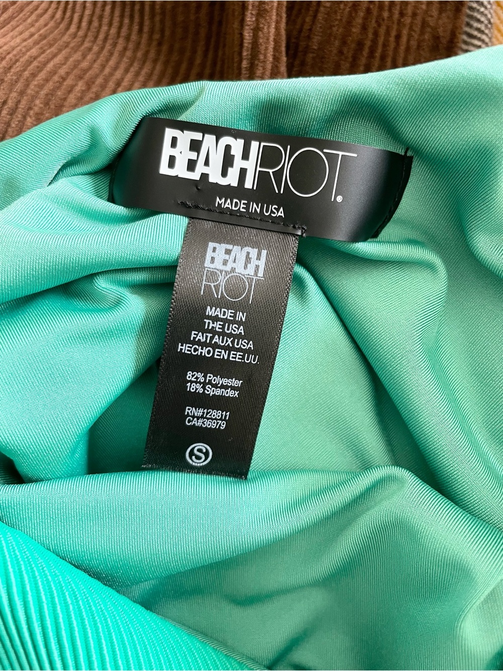 Beach Riot SMALL Reese ribbed one piece swimsuit in Technicolor Green - Picture 6 of 7